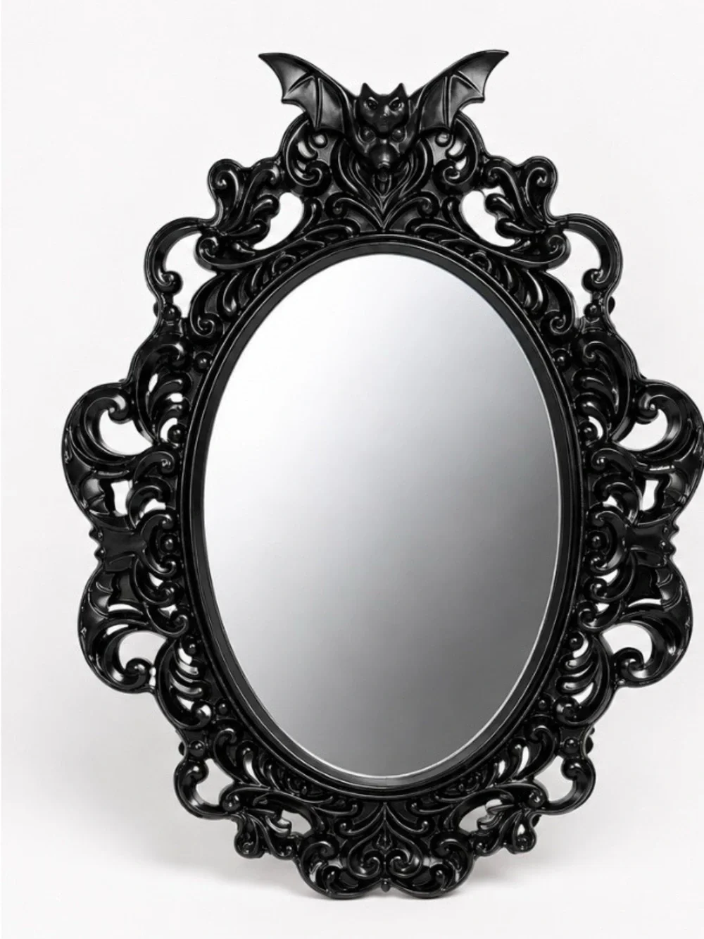 Gothic Bat-Top Spooky Mirror with Blue Ghost Illusion, Viral Haunted Mirror